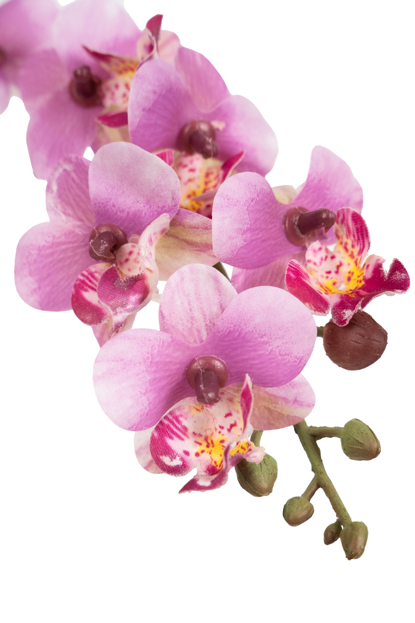 Mini Orhidee artificiala roz cu alb cu aspect natural H30 cm cu 3 tulpini