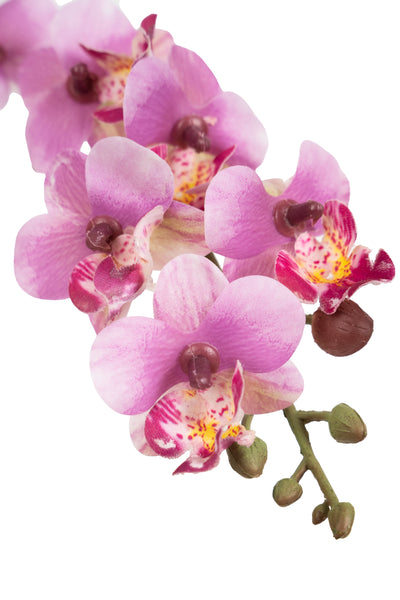 Mini Orhidee artificiala roz cu alb cu aspect natural H30 cm cu 3 tulpini