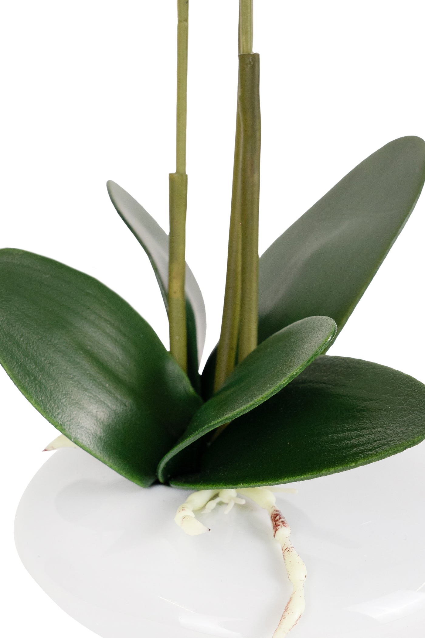 Mini Orhidee artificiala roz cu alb cu aspect natural H30 cm cu 3 tulpini