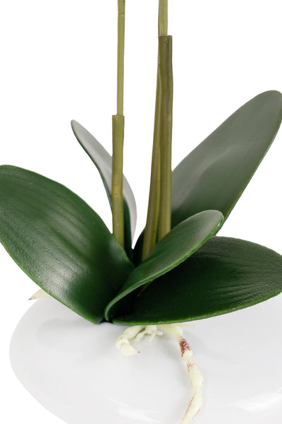 Mini Orhidee artificiala roz cu alb cu aspect natural H30 cm cu 3 tulpini