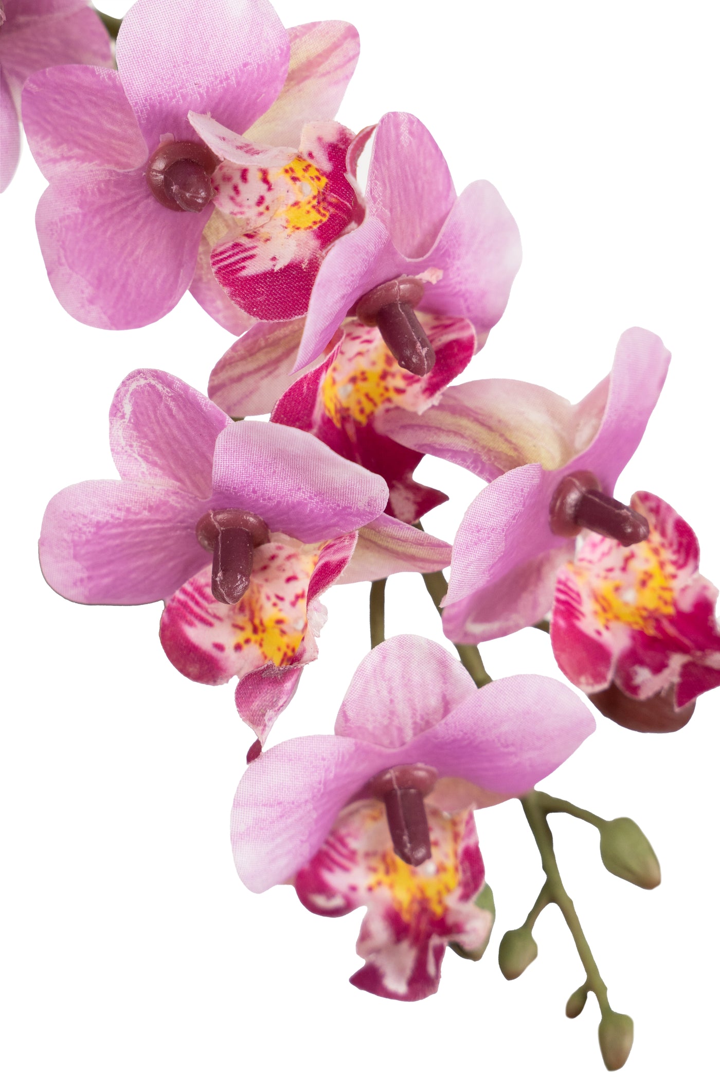 Mini Orhidee artificiala roz cu alb cu aspect natural H30 cm cu 3 tulpini