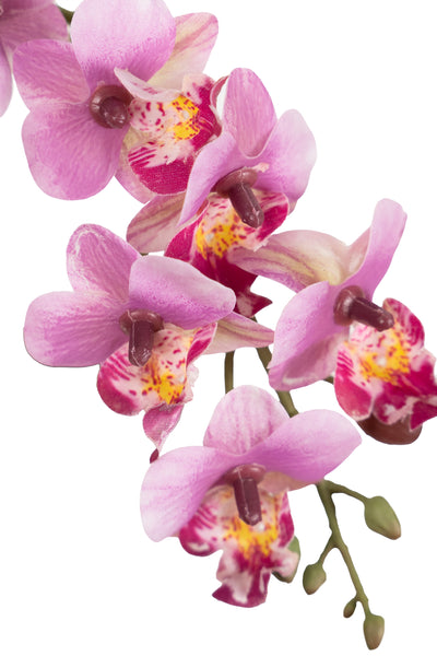 Mini Orhidee artificiala roz cu alb cu aspect natural H30 cm cu 3 tulpini