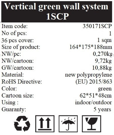 Modul gradina verticala de colt pt 1 planta 164x175x188 mm