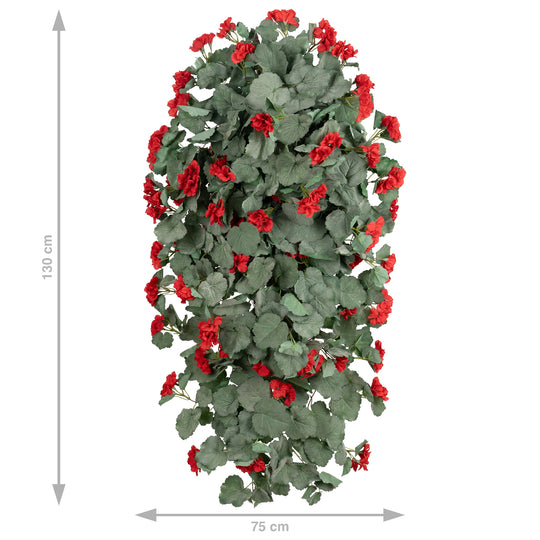 Muscata artificiala curgatoare 130 cm cu 570 frunze si 85 flori rosii