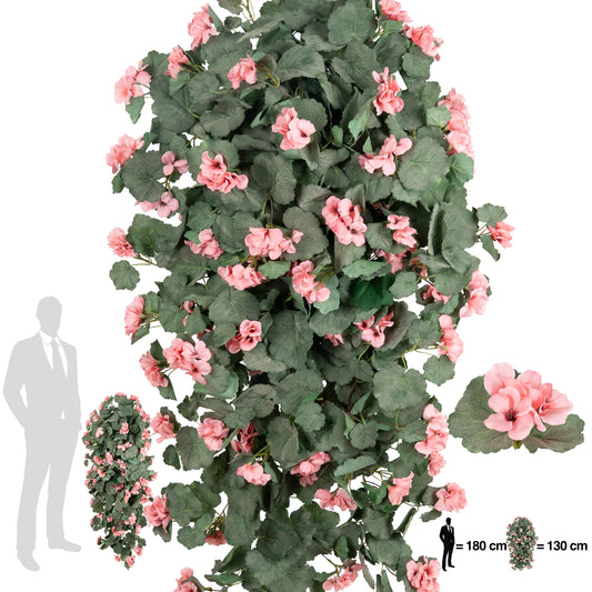 Muscata artificiala curgatoare 130 cm cu 570 frunze si 85 flori roz
