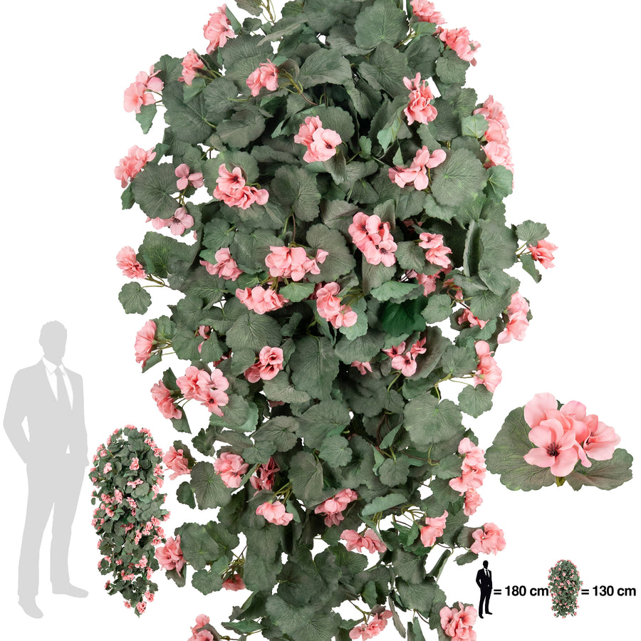 Muscata artificiala curgatoare 130 cm cu 570 frunze si 85 flori roz