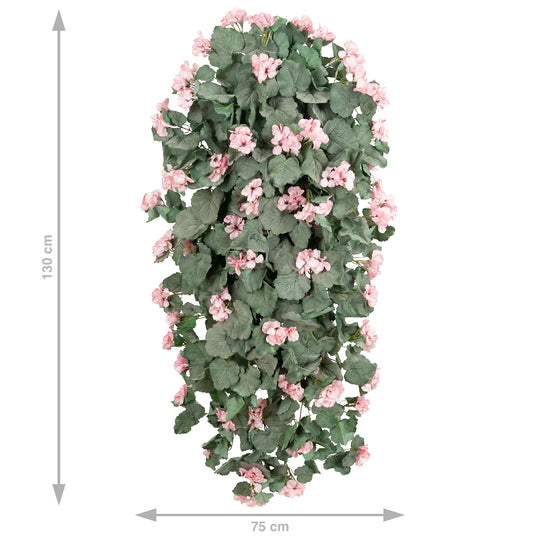 Muscata artificiala curgatoare 130 cm cu 570 frunze si 85 flori roz deschis