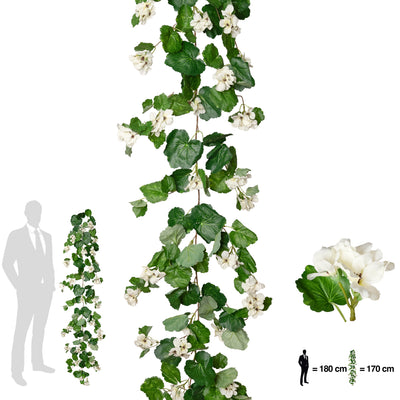 Muscata artificiala curgatoare 170cm cu 130 frunze verde si 33 flori albe