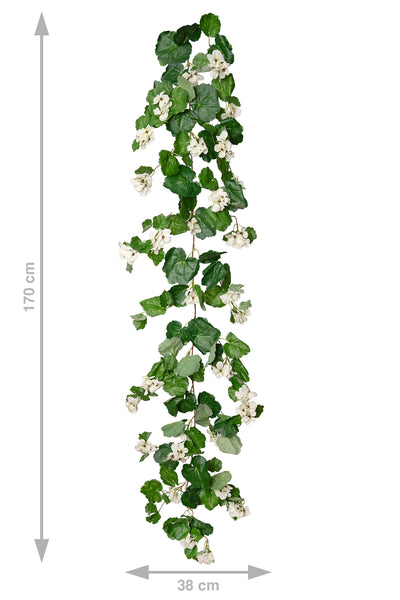 Muscata artificiala curgatoare 170cm cu 130 frunze verde si 33 flori albe