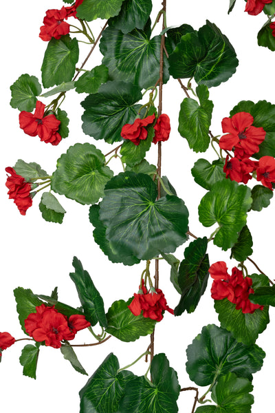 Muscata artificiala curgatoare 170cm cu 130 frunze verde si 33 flori rosii