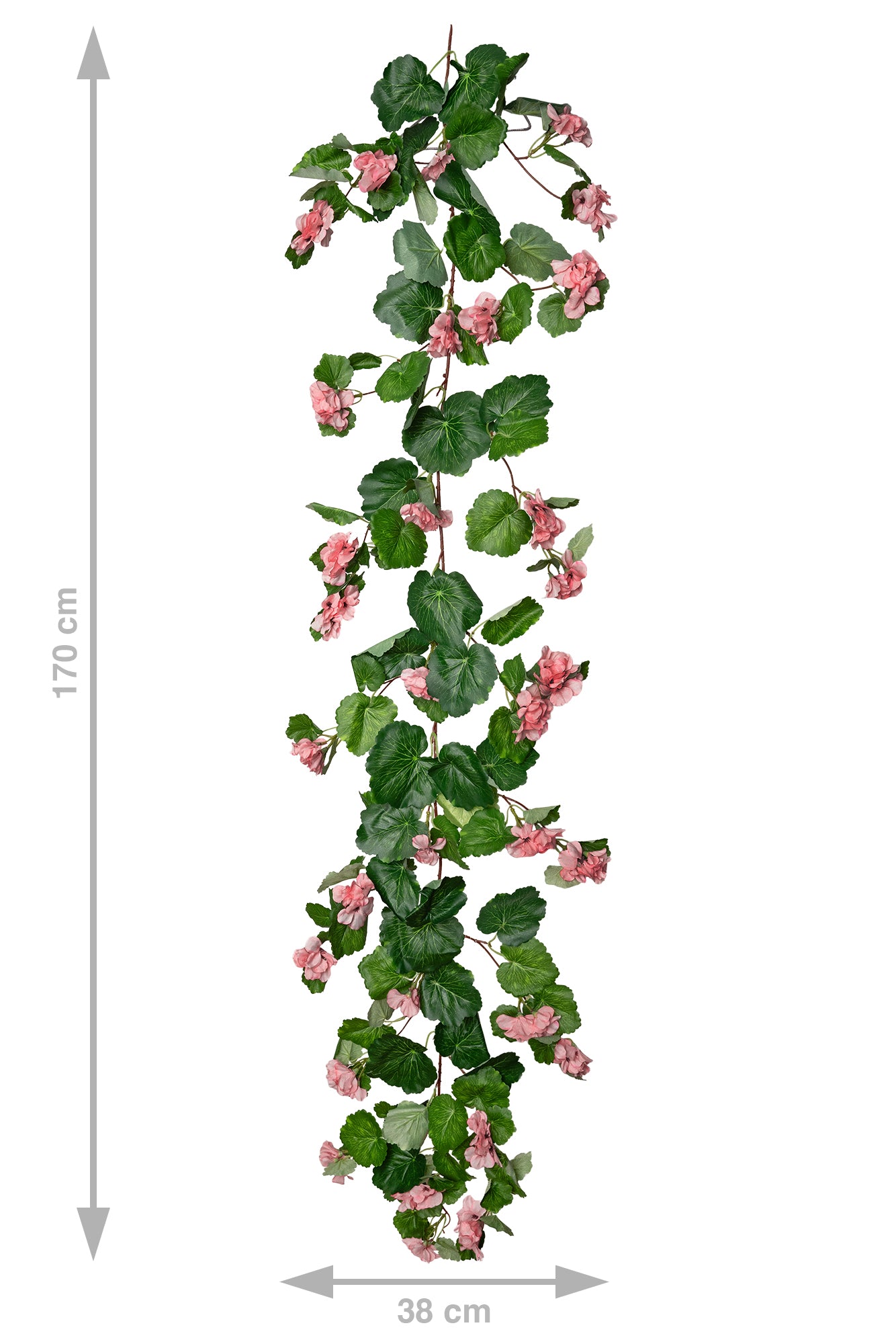 Muscata artificiala curgatoare 170cm cu 130 frunze verde si 33 flori roz