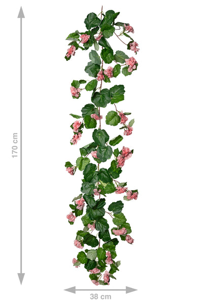 Muscata artificiala curgatoare 170cm cu 130 frunze verde si 33 flori roz