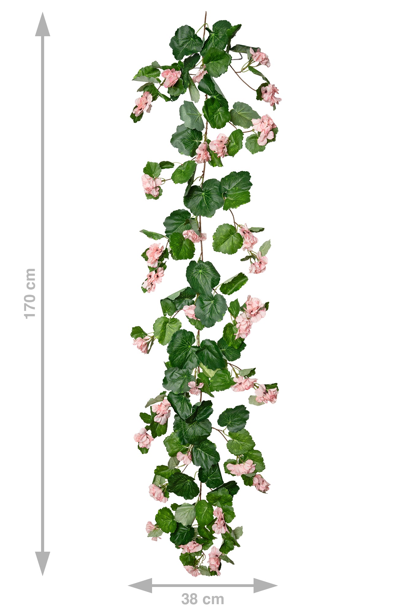 Muscata artificiala curgatoare 170cm cu 130 frunze verde si 33 flori roz deschis