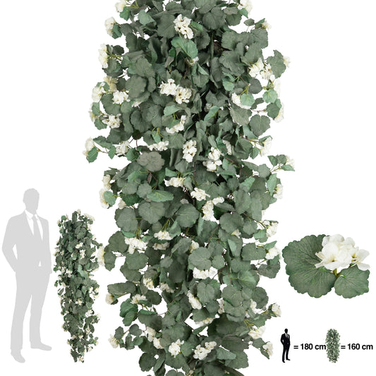 Muscata artificiala curgatoare 180 cm cu 850 frunze si 125 flori albe