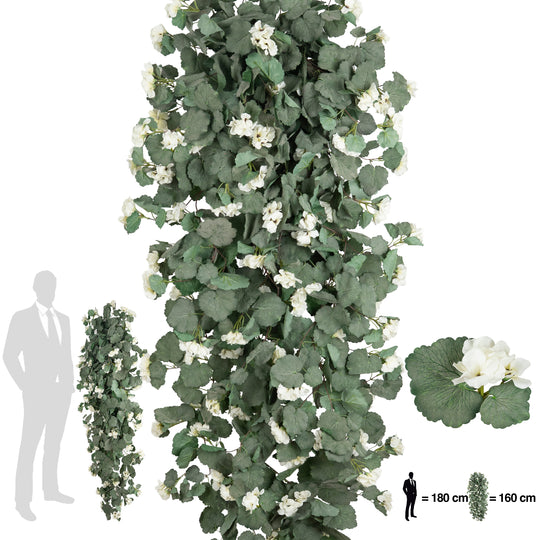 Muscata artificiala curgatoare 180 cm cu 850 frunze si 125 flori albe