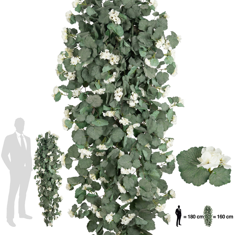 Muscata artificiala curgatoare 180 cm cu 850 frunze si 125 flori albe