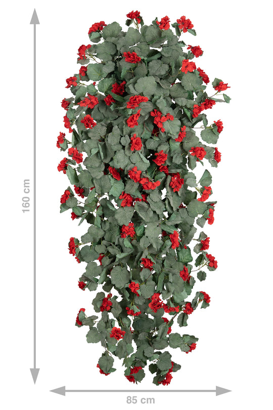 Muscata artificiala curgatoare 180 cm cu 850 frunze si 125 flori rosii