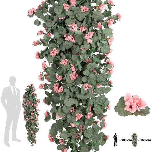 Muscata artificiala curgatoare 180 cm cu 850 frunze si 125 flori roz