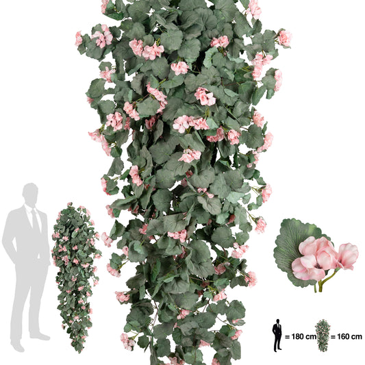 Muscata artificiala curgatoare 180 cm cu 850 frunze si 125 flori roz deschis
