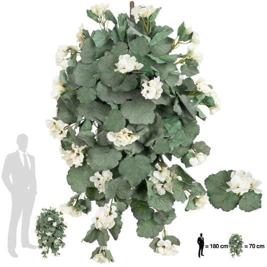 Muscata artificiala curgatoare 70 cm cu 202 frunze si 30 flori albe