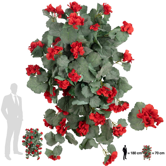 Muscata artificiala curgatoare 70 cm cu 202 frunze si 30 flori rosii