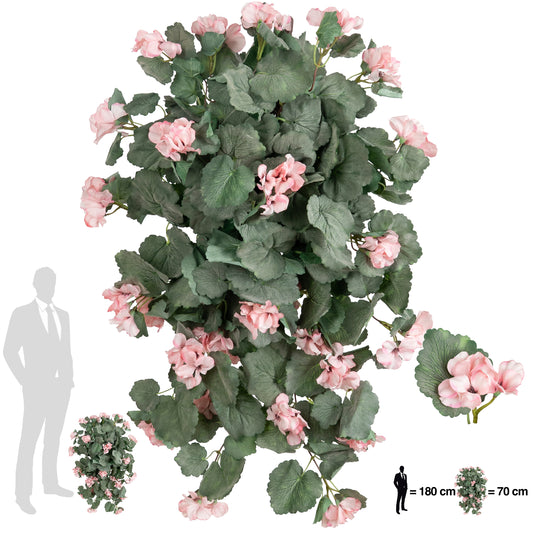 Muscata artificiala curgatoare 70 cm cu 202 frunze si 30 flori roz deschis