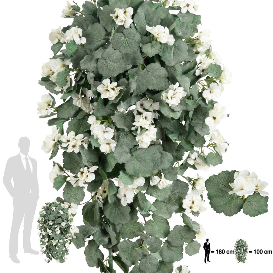 Muscata artificiala curgatoare 90 cm cu 352 frunze si 59 flori albe
