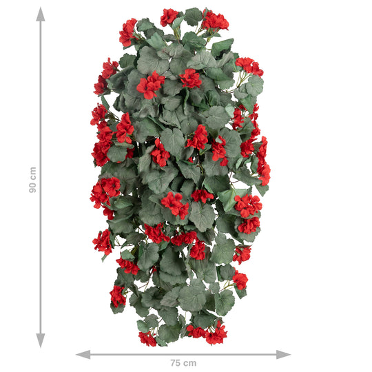 Muscata artificiala curgatoare 90 cm cu 352 frunze si 59 flori rosii