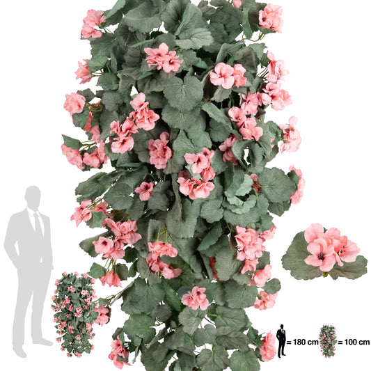 Muscata artificiala curgatoare 90 cm cu 352 frunze si 59 flori roz