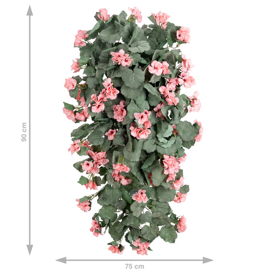 Muscata artificiala curgatoare 90 cm cu 352 frunze si 59 flori roz