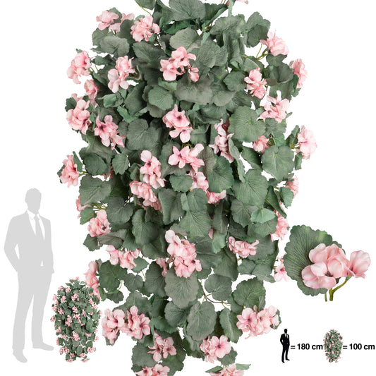 Muscata artificiala curgatoare 90 cm cu 352 frunze si 59 flori roz deschis