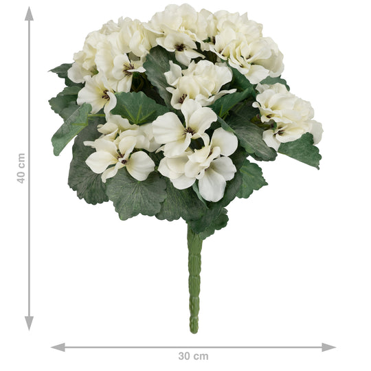 Muscata artificiala tufa H40 cm cu 48 frunze si 11 flori albe
