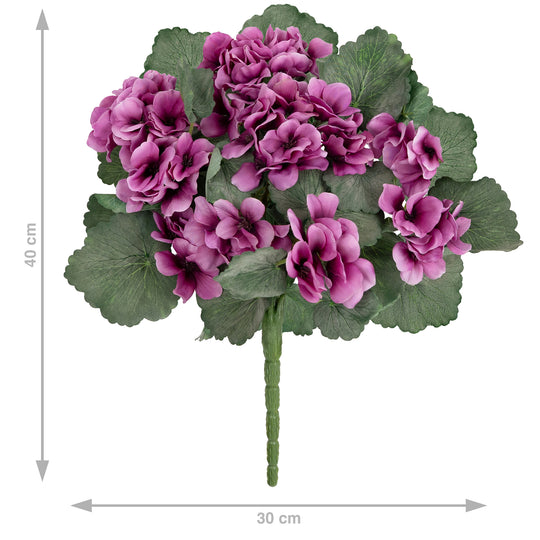Muscata artificiala tufa H40 cm cu 48 frunze si 11 flori mov