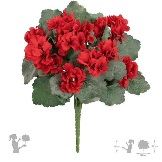Muscata artificiala tufa H40 cm cu 48 frunze si 11 flori rosii