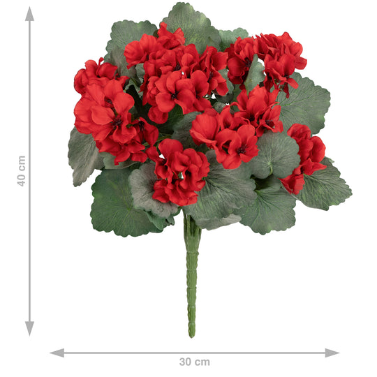 Muscata artificiala tufa H40 cm cu 48 frunze si 11 flori rosii