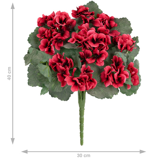 Muscata artificiala tufa H40 cm cu 48 frunze si 11 flori rosu inchis