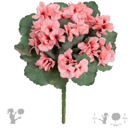 Muscata artificiala tufa H40 cm cu 48 frunze si 11 flori roz