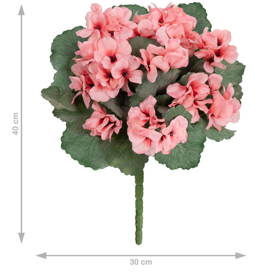 Muscata artificiala tufa H40 cm cu 48 frunze si 11 flori roz