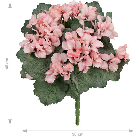 Muscata artificiala tufa H40 cm cu 48 frunze si 11 flori roz deschis