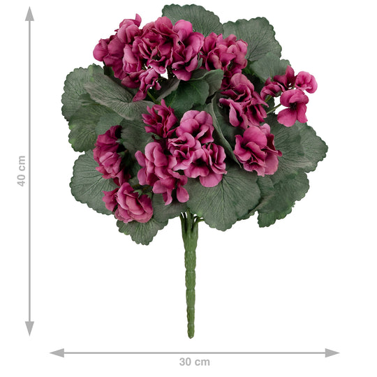 Muscata artificiala tufa H40 cm cu 48 frunze si 11 flori roz intens
