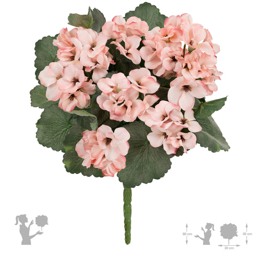 Muscata artificiala tufa H40 cm cu 48 frunze si 11 flori roz si ivory