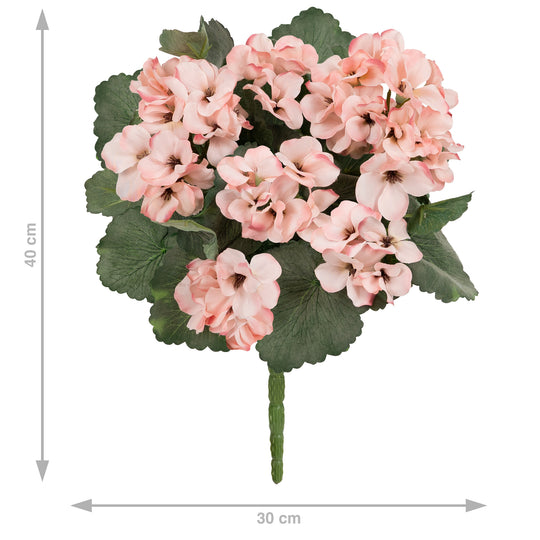 Muscata artificiala tufa H40 cm cu 48 frunze si 11 flori roz si ivory