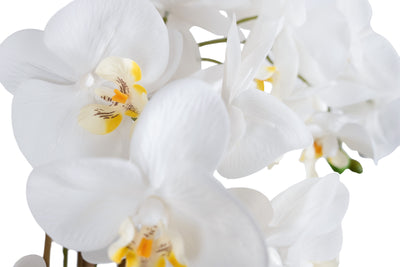 Orhidee artificiala alb cu aspect natural H85 cm cu 9 tulpini