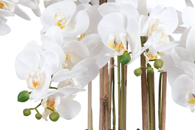 Orhidee artificiala alb cu aspect natural H85 cm cu 9 tulpini