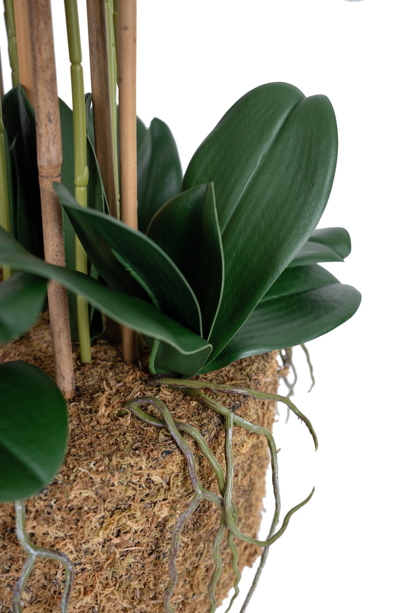 Orhidee artificiala alb cu aspect natural H85 cm cu 9 tulpini