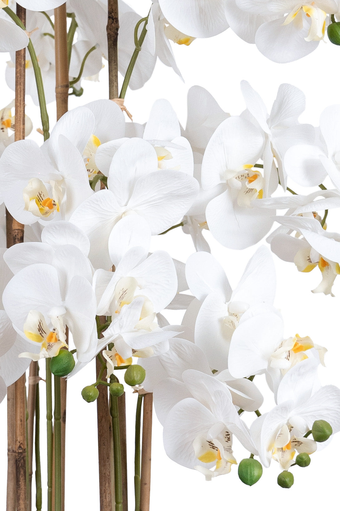 Orhidee artificiala alb cu aspect natural H85 cm cu 9 tulpini