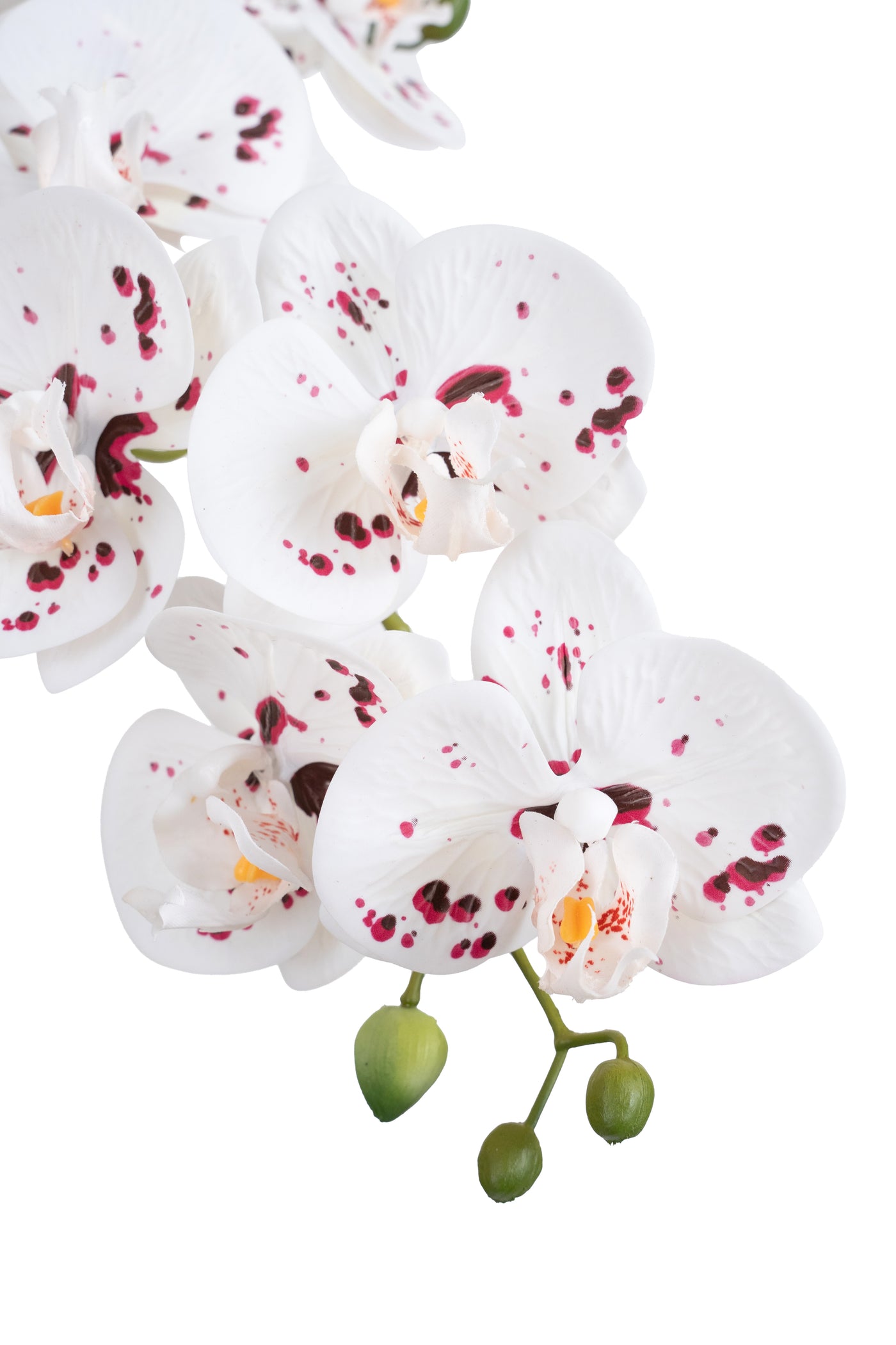 Orhidee artificiala alb cu grena cu aspect natural H66 cm cu 4 tulpini