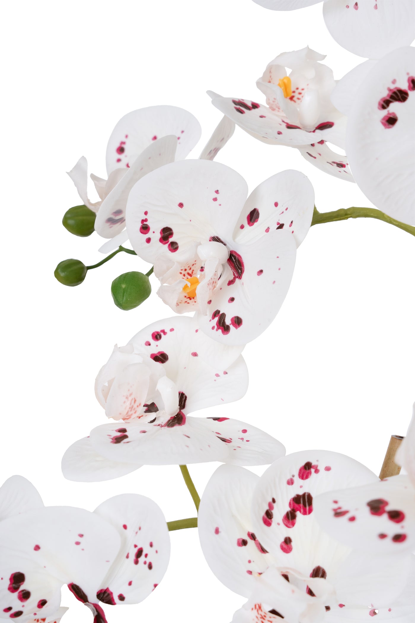 Orhidee artificiala alb cu grena cu aspect natural H66 cm cu 4 tulpini