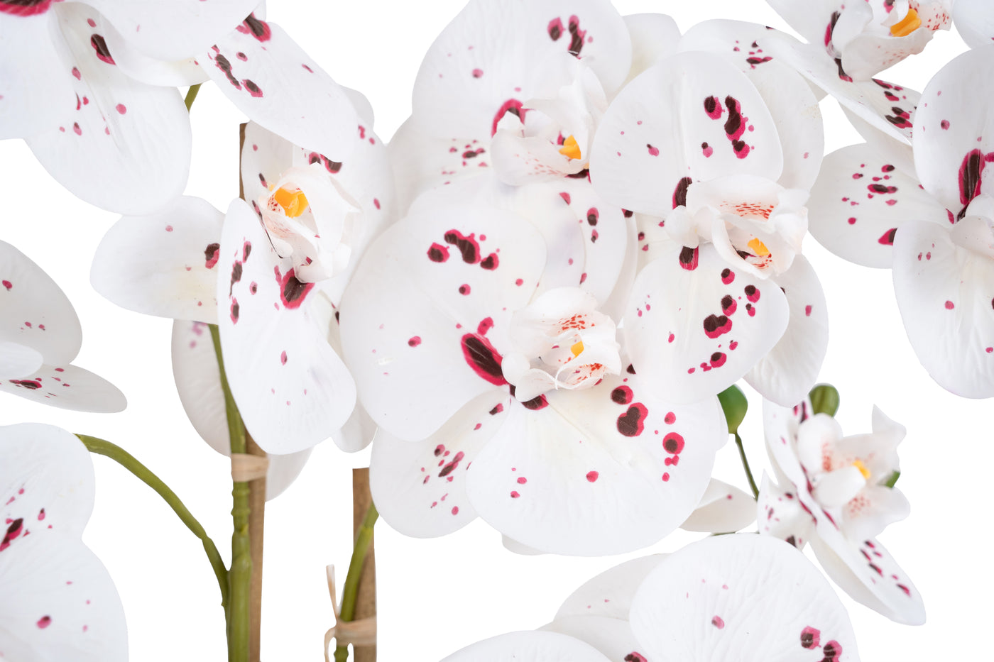 Orhidee artificiala alb cu grena cu aspect natural H66 cm cu 4 tulpini