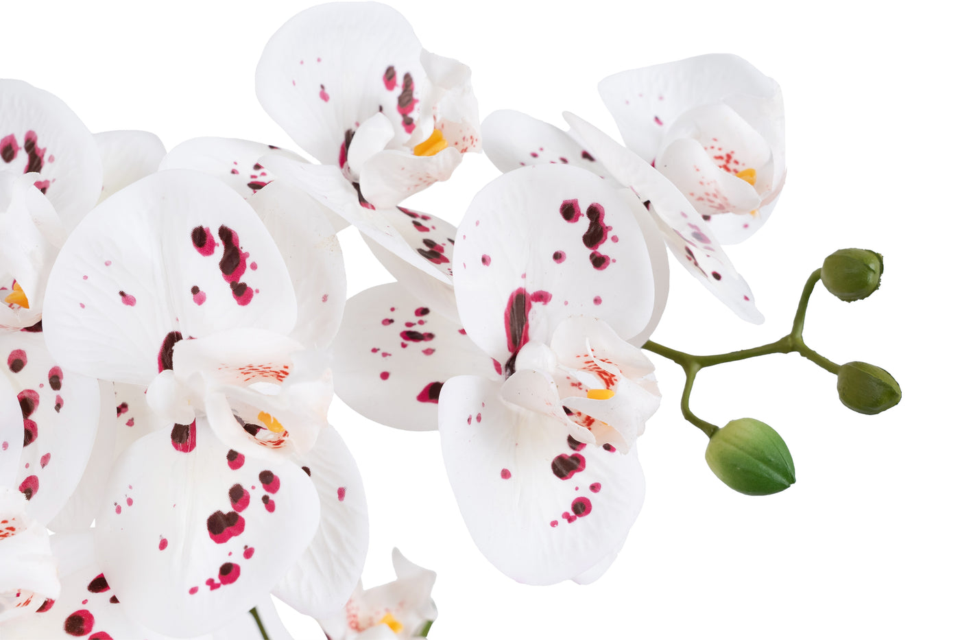 Orhidee artificiala alb cu grena cu aspect natural H66 cm cu 4 tulpini